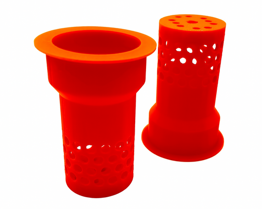 Orange 50mm reef-safe 3D printed feeder cup for frozen aquarium food by Fragtide